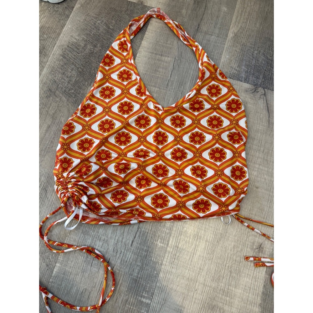 Mixed‎ Threads LA Retro 70s Floral Halter Crop Top - XL